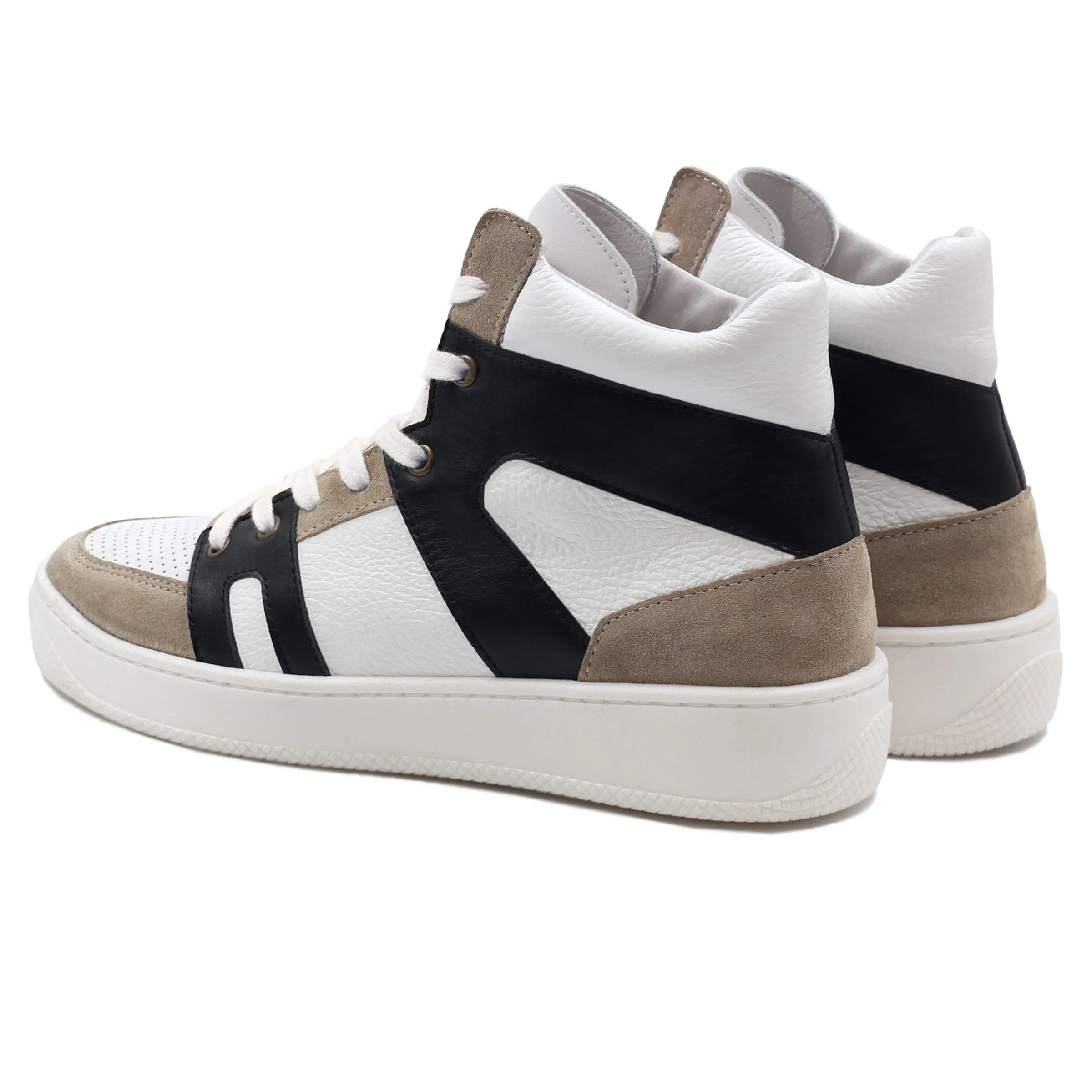 Femme JULES & JENN Baskets | Baskets montantes cuir blanc noir