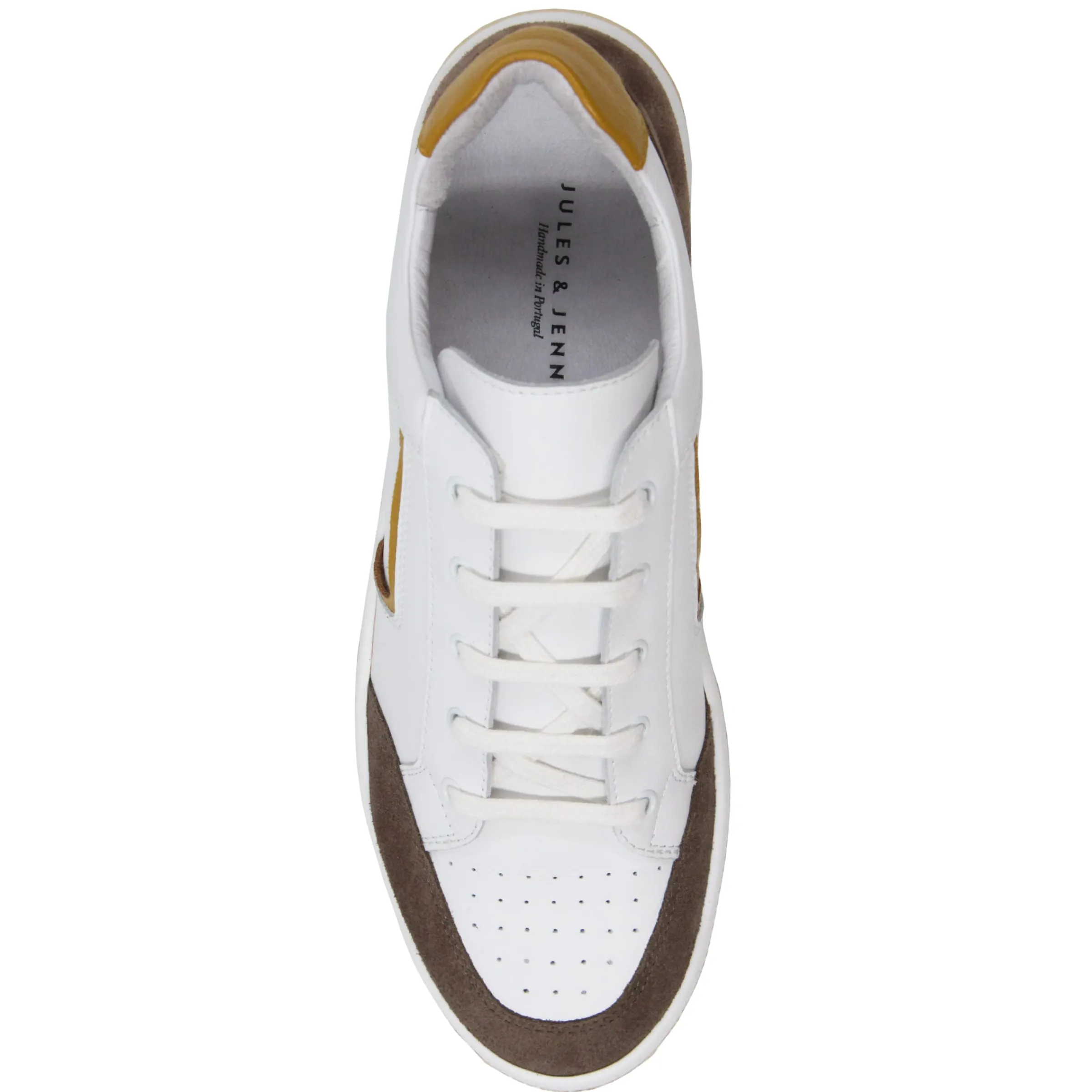 Homme JULES & JENN Fins De Série Solidaires | Baskets rétro homme cuir blanc taupe