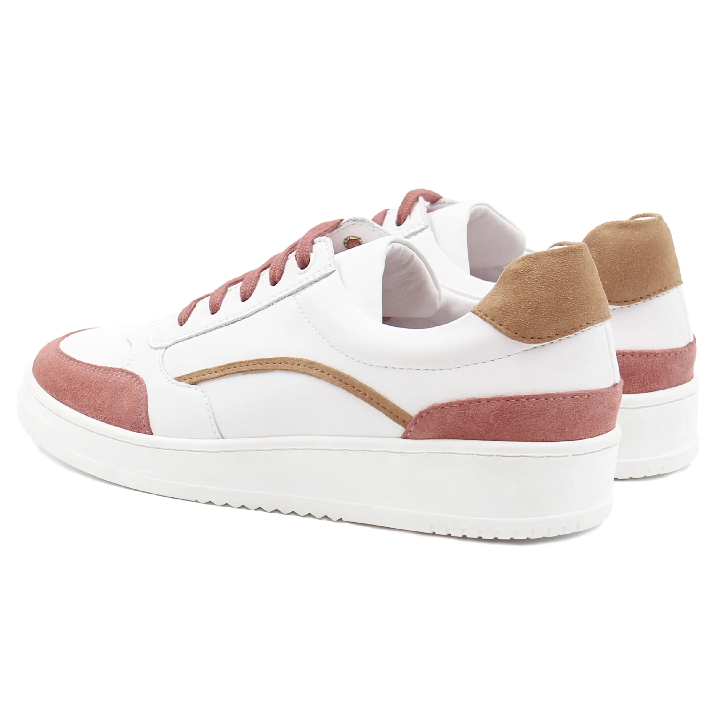 Femme JULES & JENN Baskets | Baskets vintage cuir blanc beige