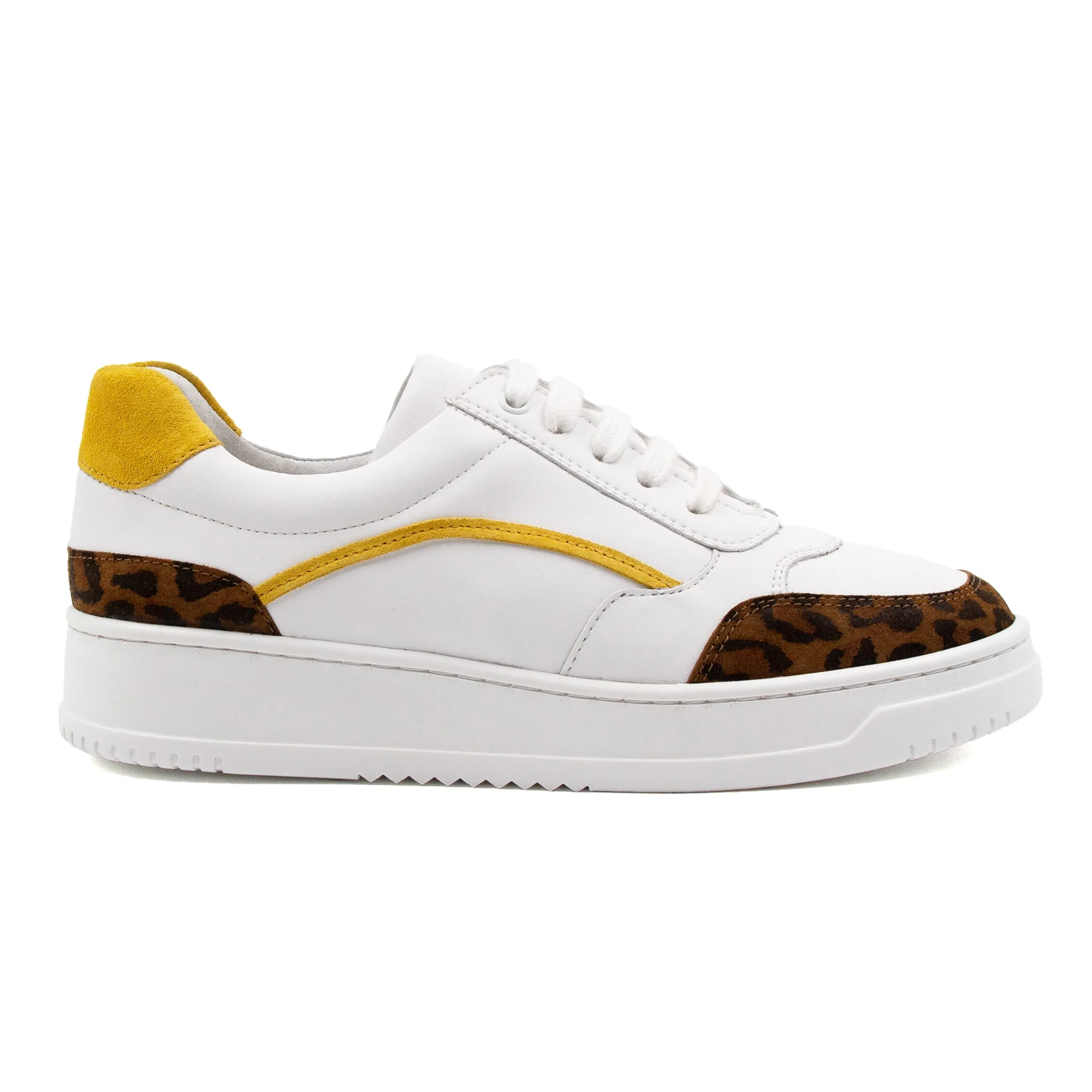 Femme JULES & JENN Baskets | Baskets vintage cuir blanc léopard