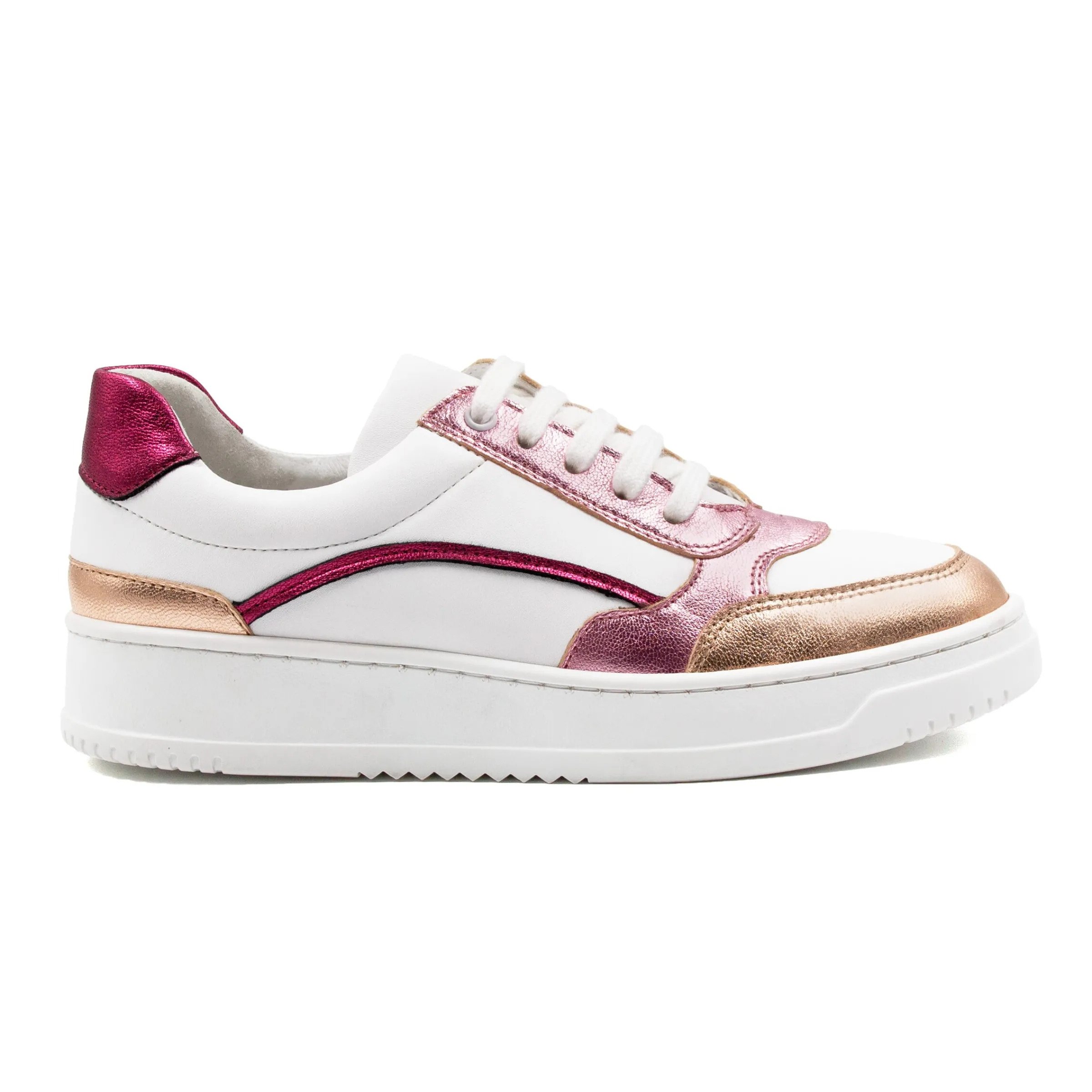 Femme JULES & JENN Baskets | Baskets vintage cuir blanc rose