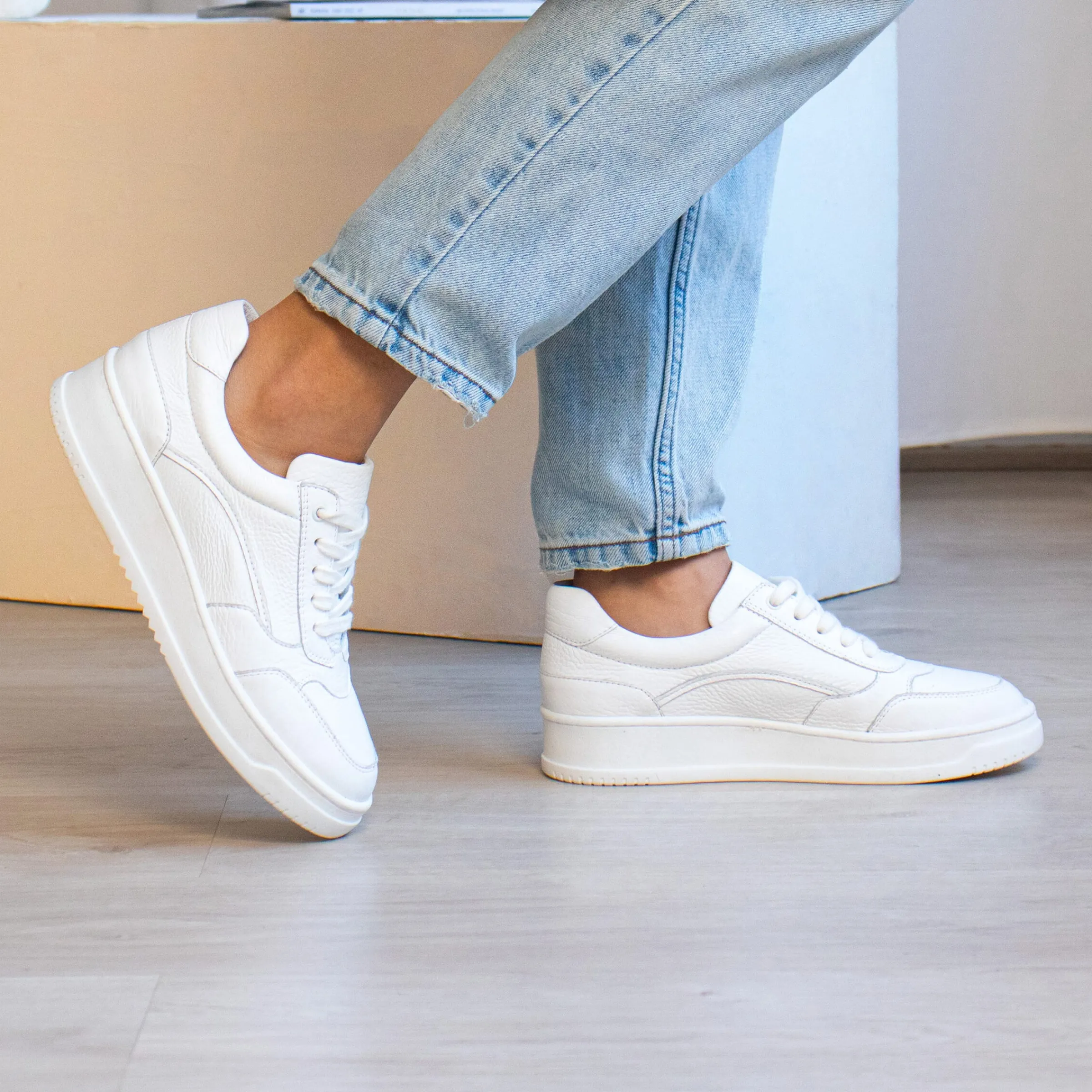 Femme JULES & JENN Baskets | Baskets vintage cuir grainé