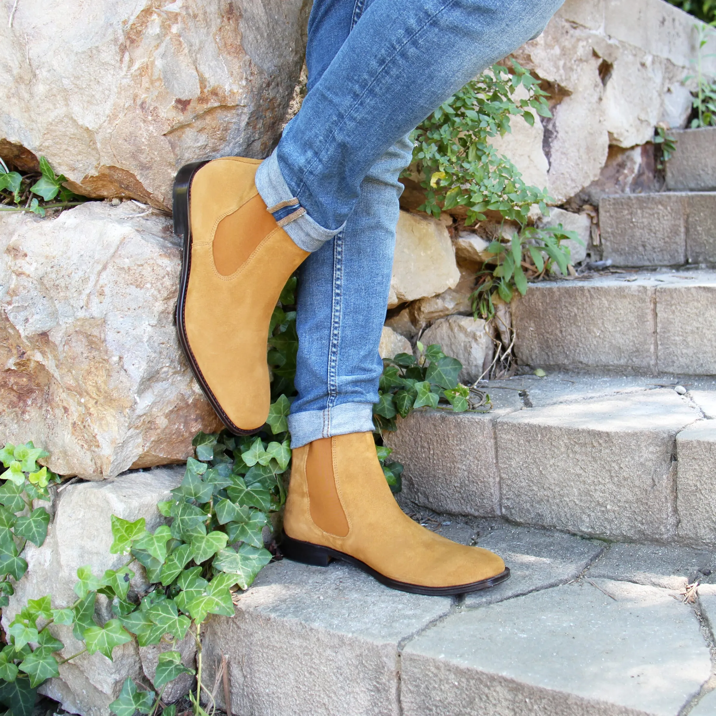Homme JULES & JENN Fins De Série Solidaires | Chelsea boots cuir daim