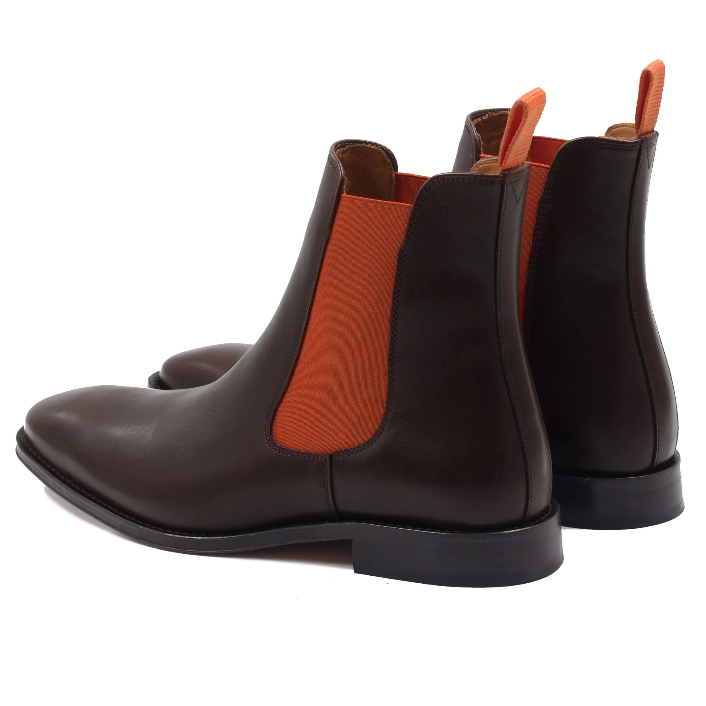 Homme JULES & JENN Boots | Chelsea boots cuir marron orange