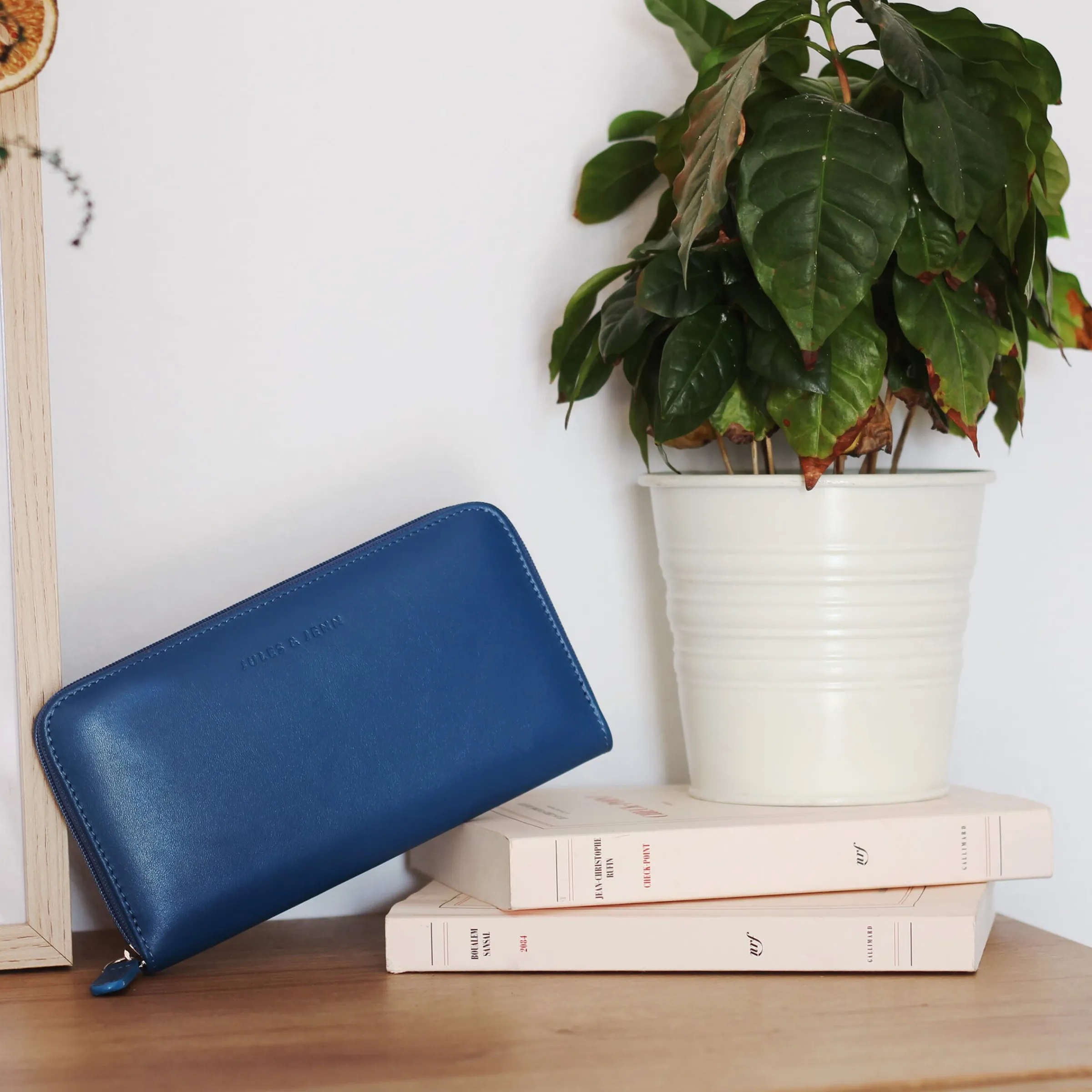 Femme JULES & JENN Petite Maroquinerie | Compagnon cuir bleu royal