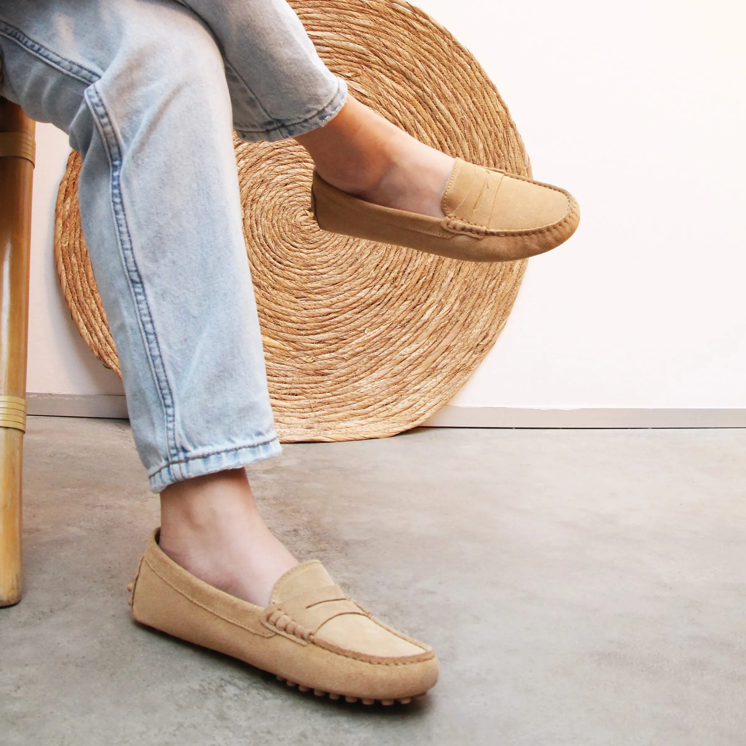 Femme JULES & JENN Mocassins & Derbies | Mocassins cuir daim marron clair