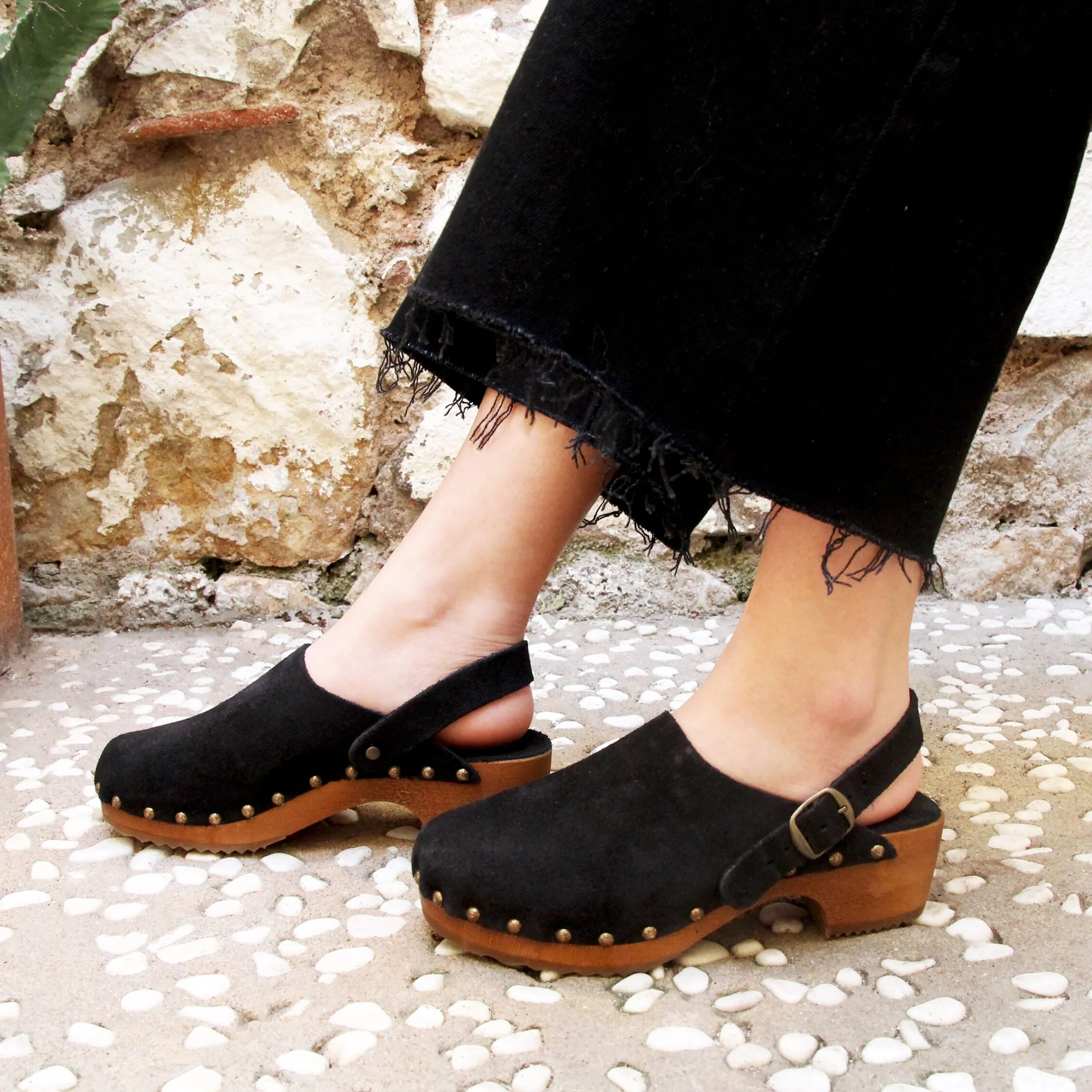 Femme JULES & JENN Sandales | Sabots bois brides cuir daim