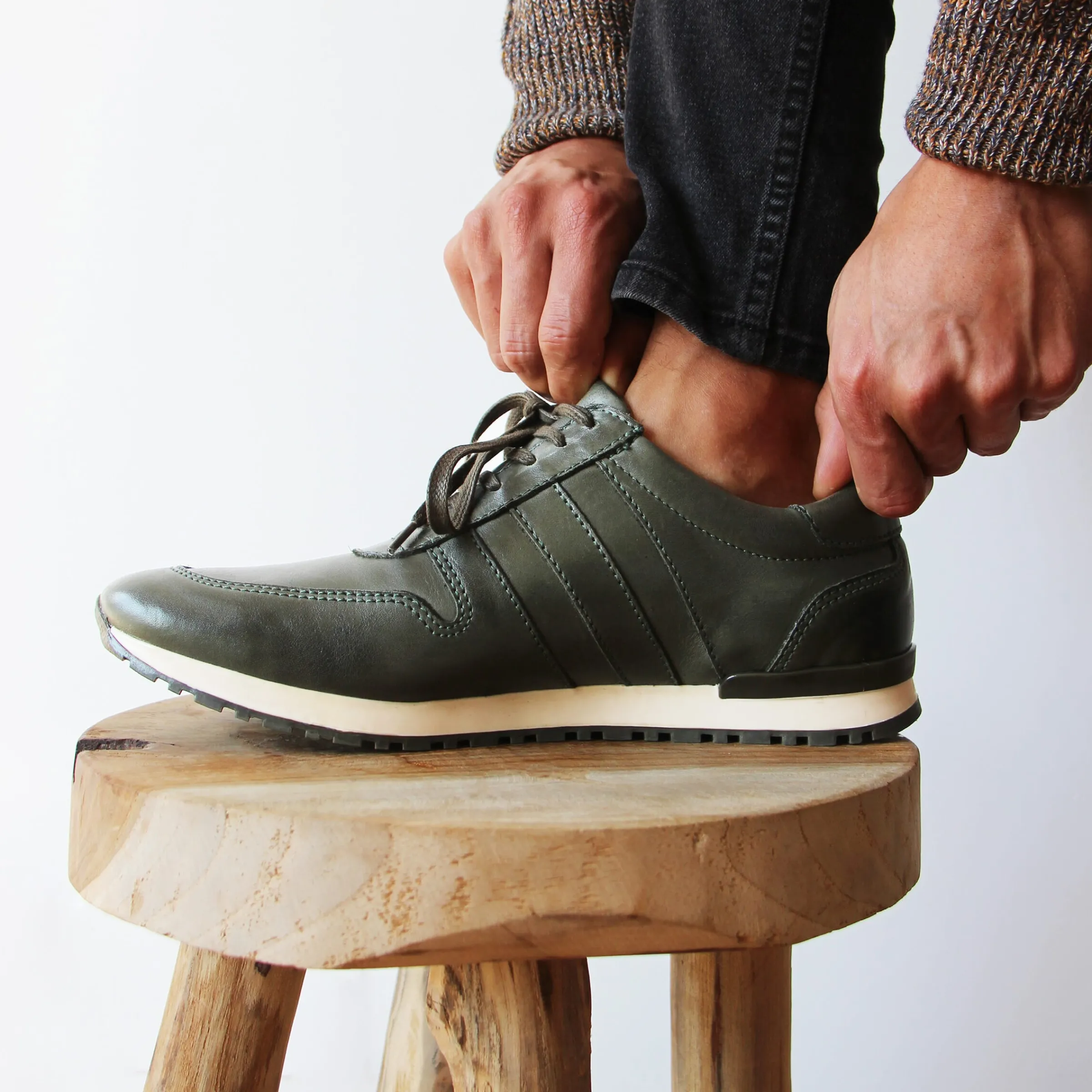 Homme JULES & JENN Baskets | Sneakers cuir vert