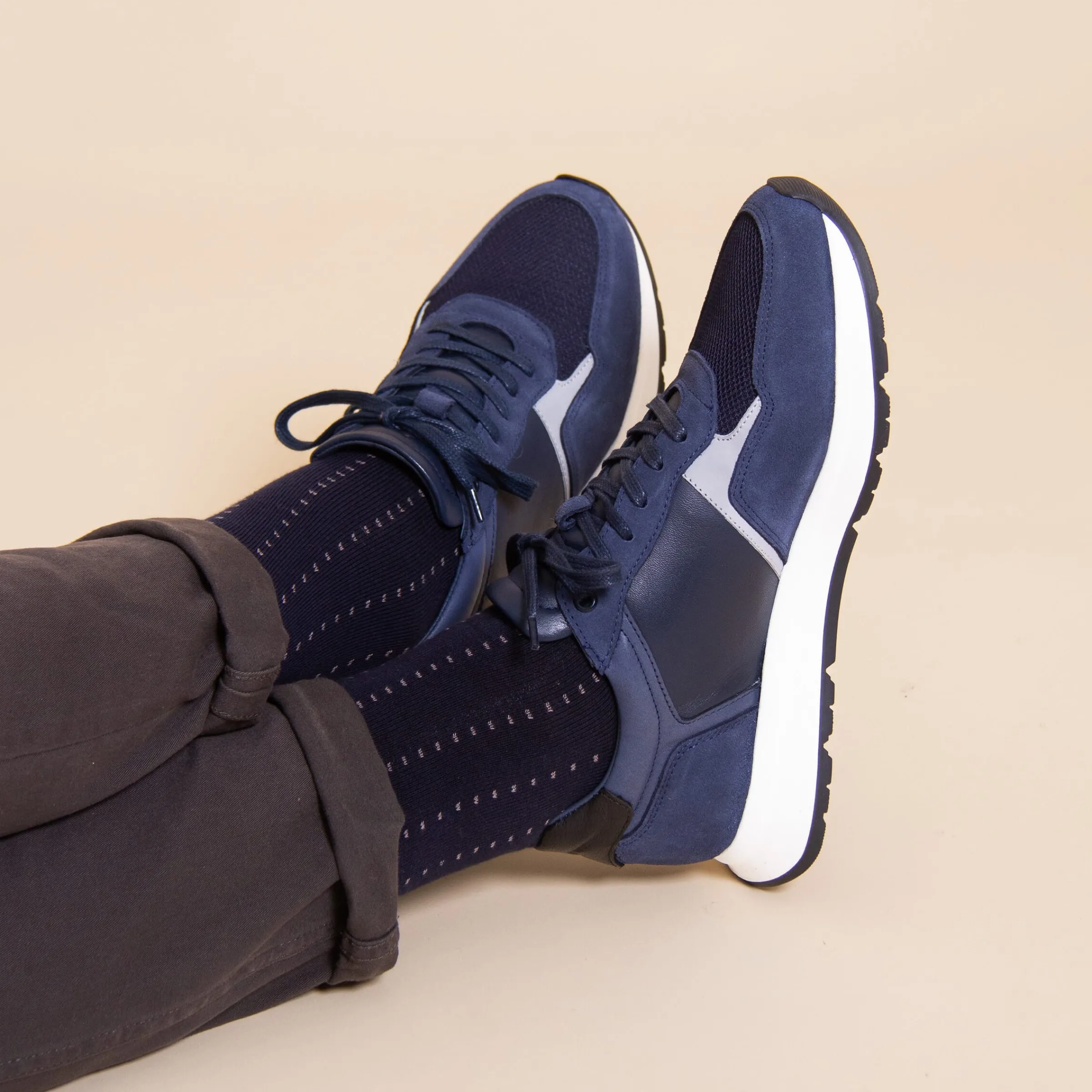 Homme JULES & JENN Baskets | Sneakers Noé cuir bleu